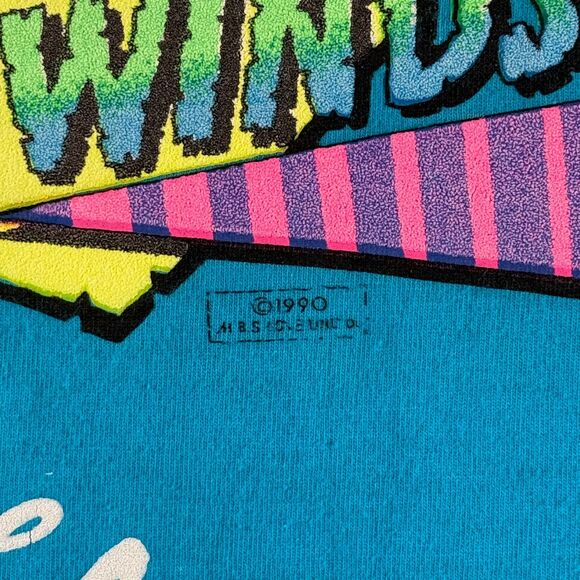 Vintage 1990 Florida Windsurf T-Shirt 3XL Neon Graphics Made USA Single Stitch - Picture 4 of 7